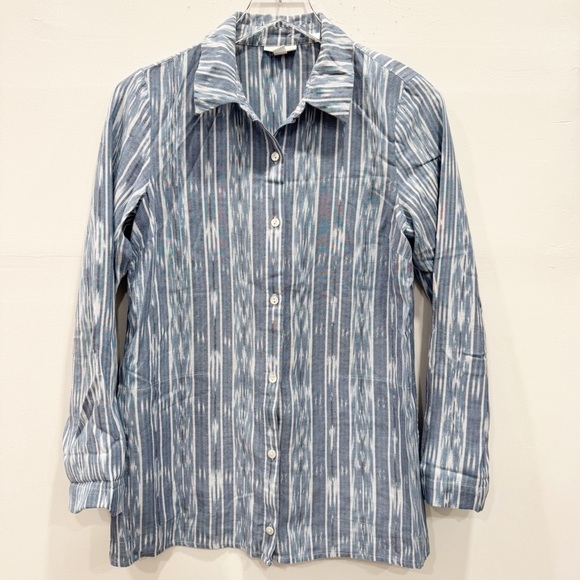 Pure J. Jill Printed Button Down Long Sleeve Tunic Shirt X-Small Cotton - Picture 1 of 7